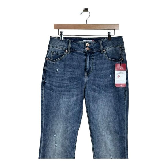 SLINK Jeans Plus Size Distressed Denim Two Button Dark Wash - Picture 3 of 6